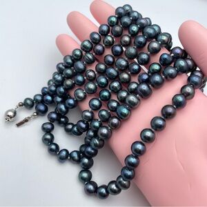 Genuine Pearls Peacock Freshwater Pearl Opera Necklace50” with Gold-Filled Clasp